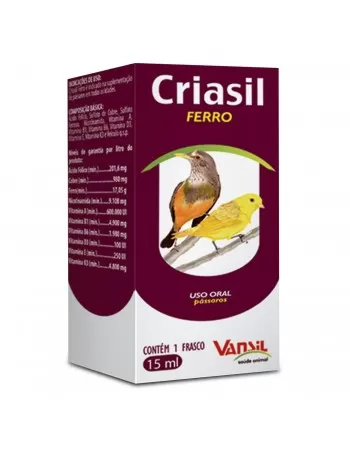 Criasil Ferro Suplemento Vitamínico Pássaros 15ml Vansil | VETSHOP