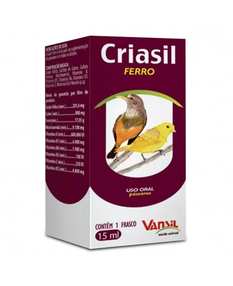 Criasil Ferro Suplemento Vitamínico Pássaros 15ml Vansil | VETSHOP