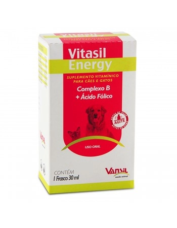 Validade 30/05/2024 - Vitasil Energy Suplemento Vitamínico Para Cães e Gatos 30ml Vansil