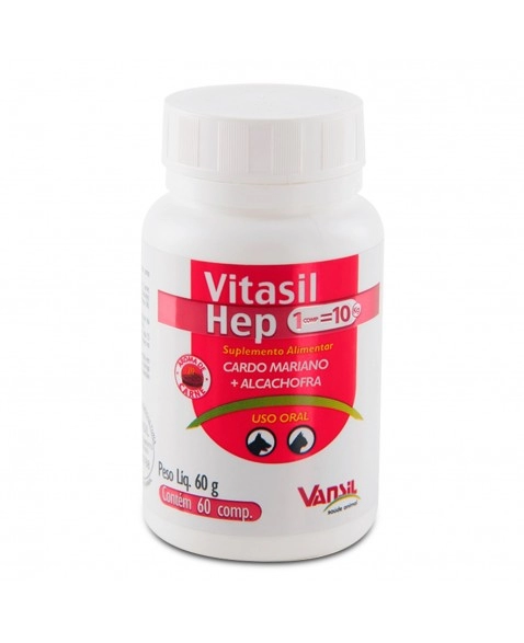 Vitasil Hep Suplemento Alimentar Para Cães e Gatos 60g 60 Comprimidos Vansil