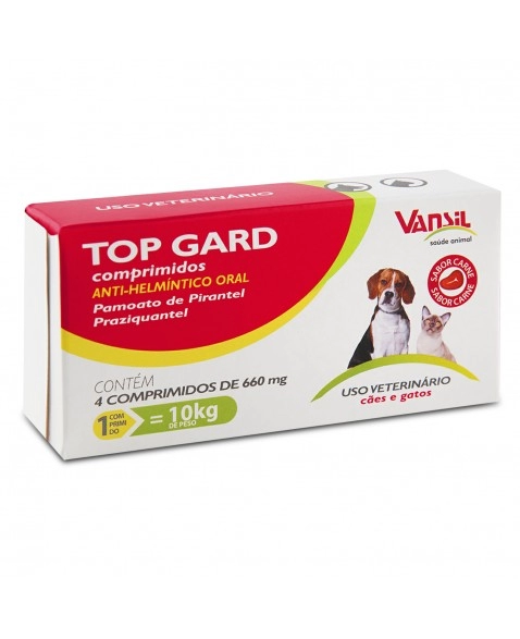 Top Gard Vermífugo Para Cães e Gatos 660mg 4 Comprimidos Vansil