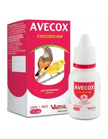 Avecox Solução Oral 15mL Tratamento de Coccidiose para Pássaros Vansil