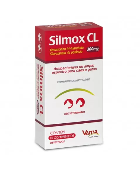 Silmox CL Antibiótico Para Cães e Gatos 300mg 10 Comprimidos Vansil