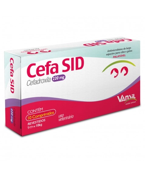 Cefa SID 220mg Antimicrobiano Cefadroxila para 10Kg 10 Comprimidos Vansil