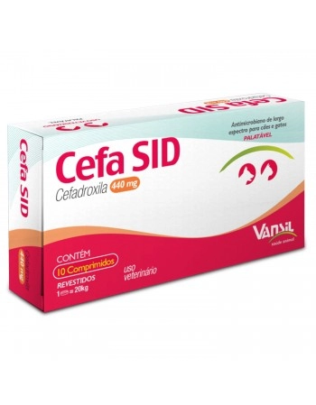 Cefa SID 440mg Antimicrobiano Cefadroxila para 20Kg 10 Comprimidos Vansil