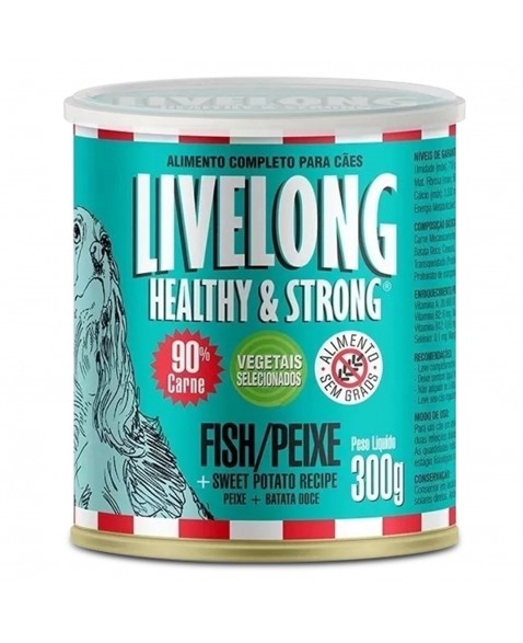 Lata De Alimento Fish Para Cães Sabor Peixe 300g Livelong