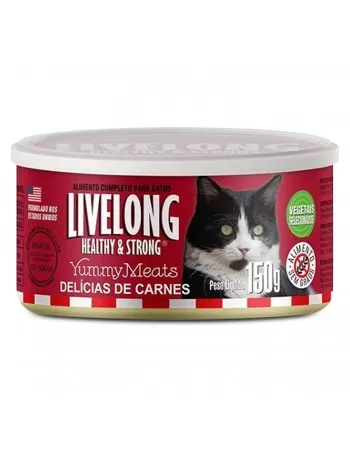 Lata de Alimento Para Gatos Delícias de Carne 150g Livelong