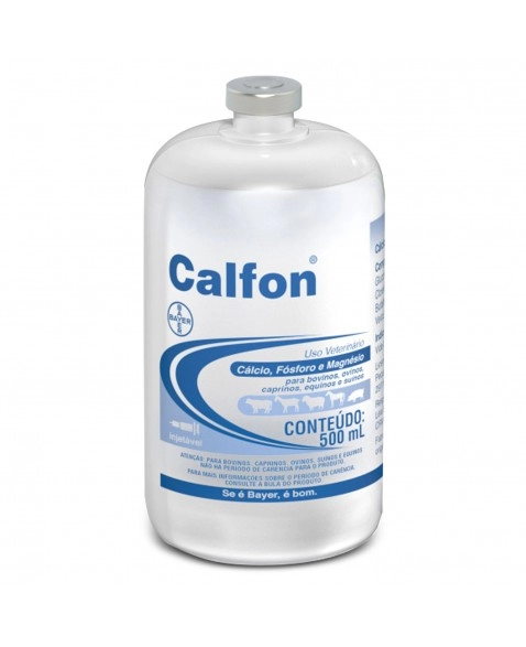 Calfon Injetável 500ml Suplemento Cálcio Fósforo e Magnésio Bayer Elanco