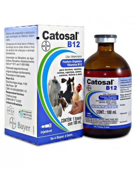 Catosal B12 Injetável 100ml Fósforo Orgânico Suplemento Vitamínico Bayer Elanco