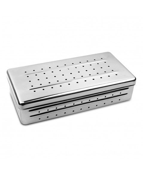 Estojo de Aço Inox Perfurado para Esterilização 28x14x6cm Fava