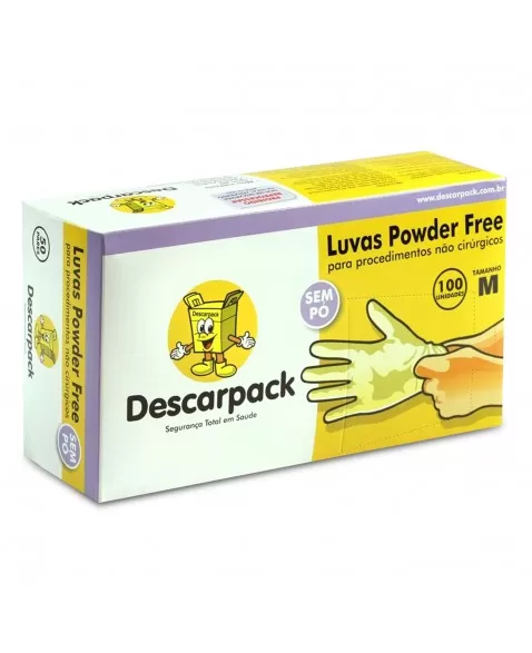 Luva Powder Free Sem Pó Tamanho M Com 100 Unidades Descarpack