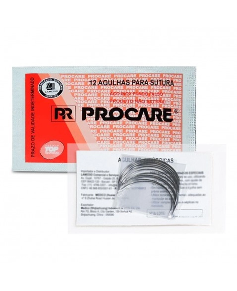 Agulha De Sutura Cilíndrica PD-7 3/8 0,6×22mm Com 12 Unidades Procare