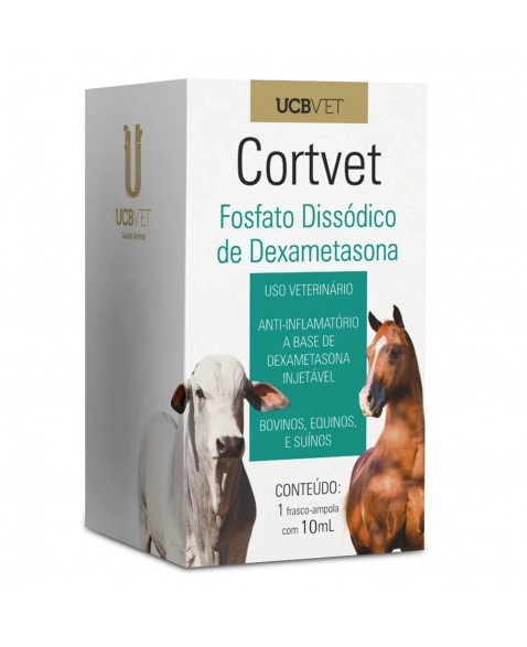 Cortvet Injetável 10ml Anti-Inflamatório Dexametasona UCBVET