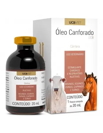 Óleo Canforado Injetável 20ml Estimulante Cardíaco e Respiratório UCBVET