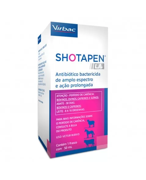 Shotapen LA Injetável 50ml Antibiótico Bactericida Virbac