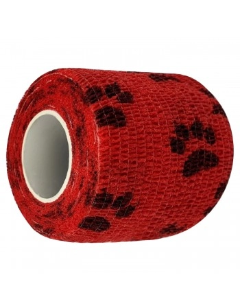 Bandagem Látex Elástica 5cm x 4,5m Vermelho com Patas Hoppner