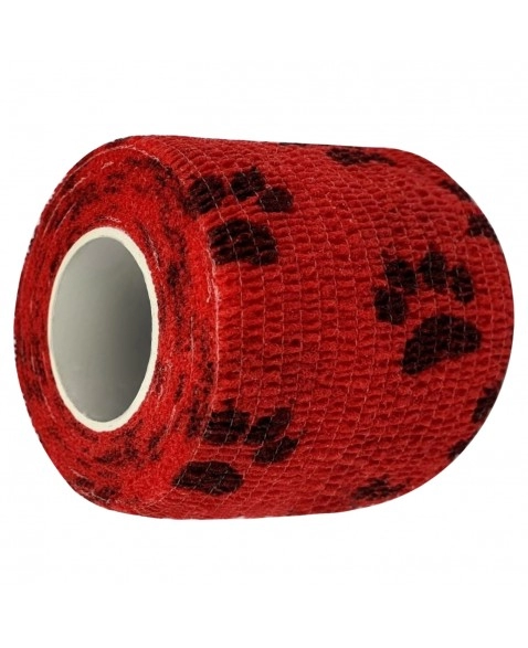 Bandagem Látex Elástica 5cm x 4,5m Vermelho com Patas Hoppner