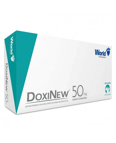 Doxinew 50mg Antibiótico Antimicrobiano Cães e Gatos 14 Comprimidos World