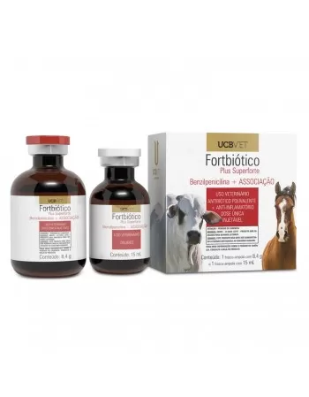 Fortbiótico Plus Superforte 15ml Antibiótico e Anti-inflamatório Injetável UCBVET