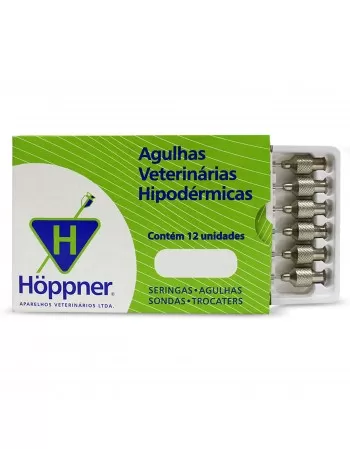 Agulha Hipodérmica Veterinária 10x1,8mm com 12 Unidades Hoppner