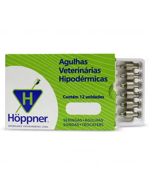 Agulha Hipodérmica Veterinária 15x1,8mm com 12 Unidades Hoppner