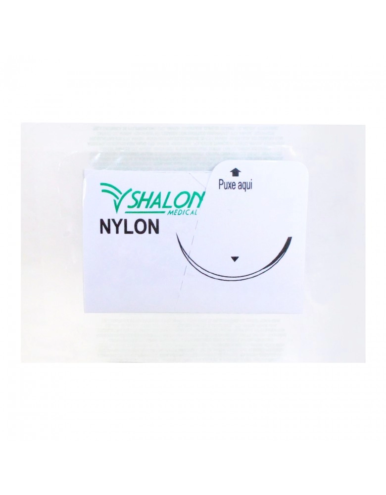 Fio Sutura Nylon Preto 3-0 Agulha 3 CTI Shalon | VETSHOP