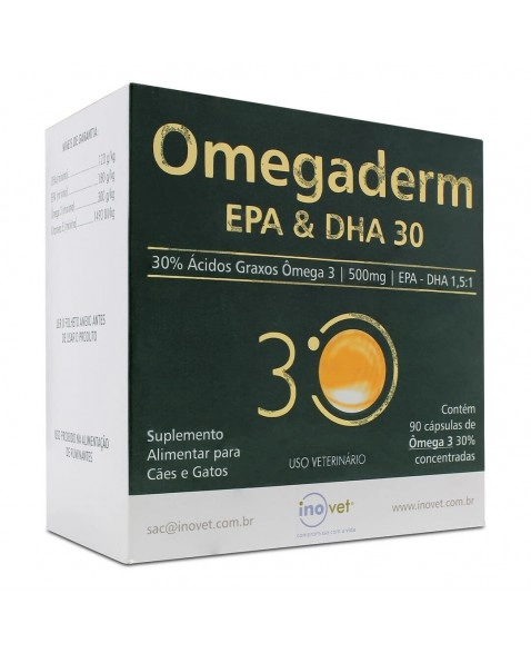 Omegaderm EPA & DHA 30% 500mg com 90 Capsulas Inovet