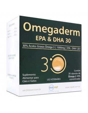 Omegaderm EPA & DHA 30% 1000mg com 30 Capsulas Inovet