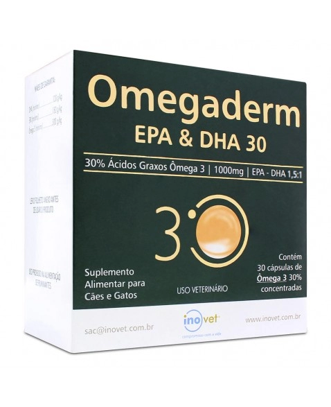 Omegaderm EPA & DHA 30% 1000mg com 30 Capsulas Inovet