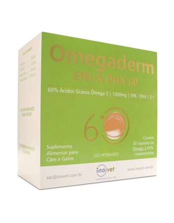 Omegaderm EPA & DHA 60% 1000mg com 30 Capsulas Inovet