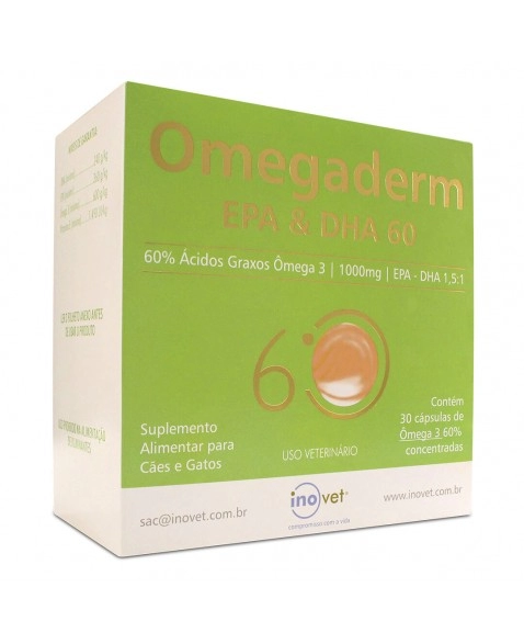 Omegaderm EPA & DHA 60% 1000mg com 30 Capsulas Inovet