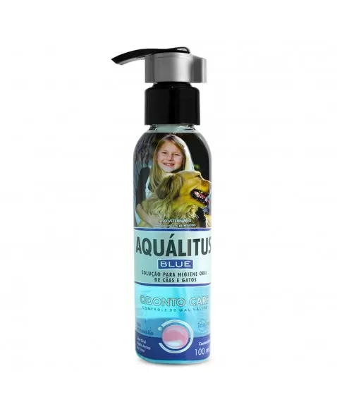 Aqualitus Blue Higienizante Bucal para Cães e Gatos 100ml Inovet