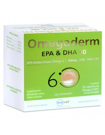 Omegaderm EPA & DHA 60% 500mg Com 30 Capsulas Inovet