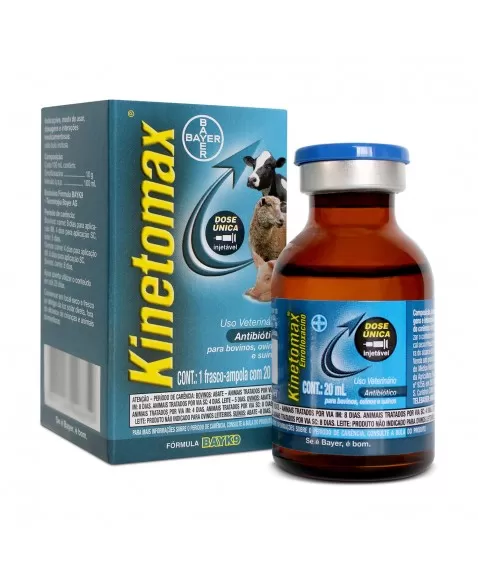 Kinetomax Injetável 20ml Antibiótico Dose Única Bayer Elanco