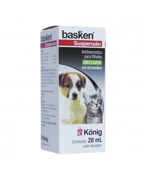 Vermífugo Basken Suspensão Anti-helmíntico para Cães e Gatos 20ml Konig