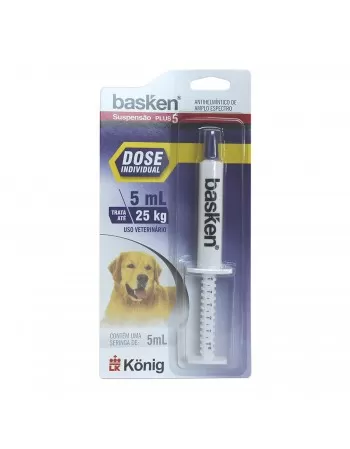 Vermífugo Basken Suspensão Plus 5 para Cães Dose Individual 5ml Konig