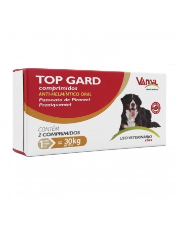 Top Gard Vermífugo Para Cães 1980mg 2 Comprimidos Vansil