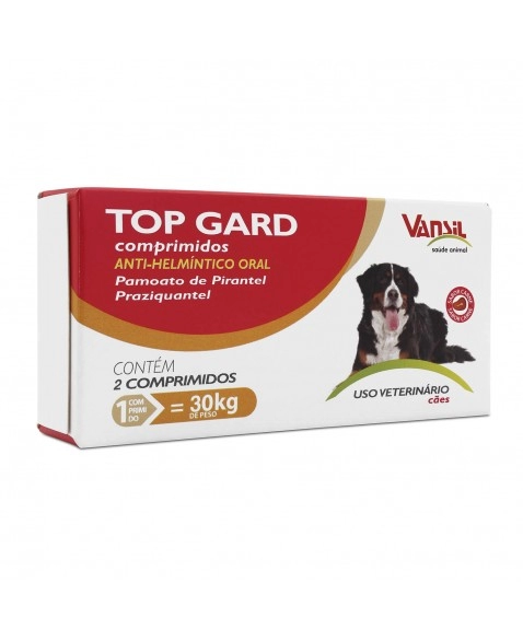 Top Gard Vermífugo Para Cães 1980mg 2 Comprimidos Vansil