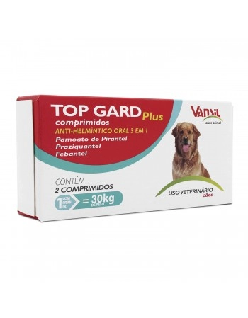 Top Gard Plus Vermífugo para Cães 1800mg 2 Comprimidos Vansil