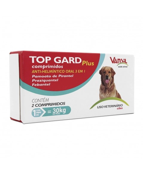 Top Gard Plus Vermífugo para Cães 1800mg 2 Comprimidos Vansil