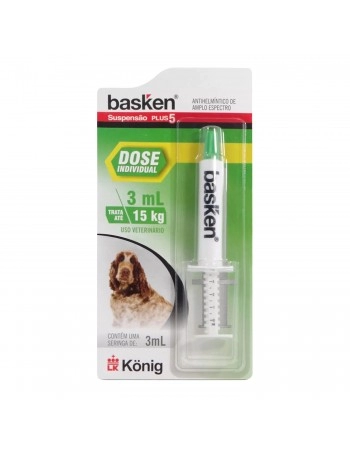 Vermífugo Basken Suspensão Plus 5 para Cães Dose Individual 3ml Konig