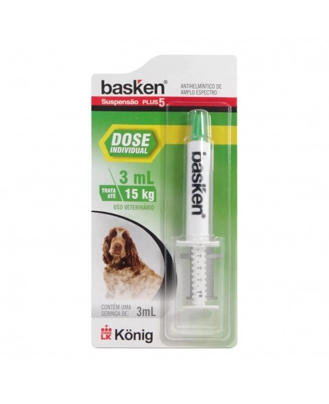 Vermífugo Basken Suspensão Plus 5 para Cães Dose Individual 3ml Konig