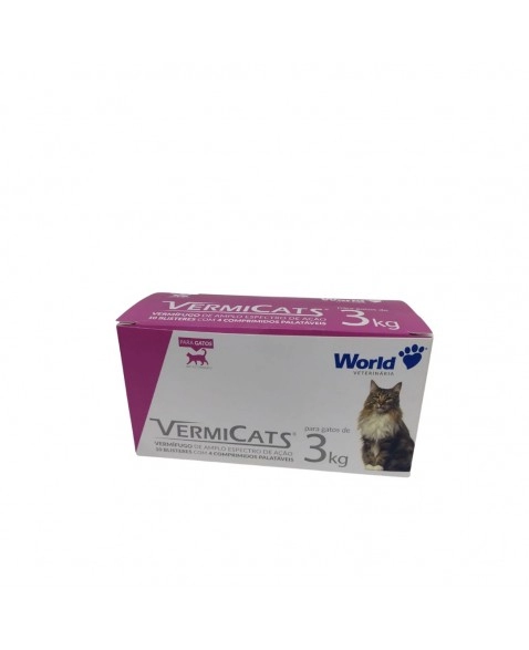 Vermicats 600MG 10 Blisteres Com 4 Comprimidos - 3Kgs (Rosa)