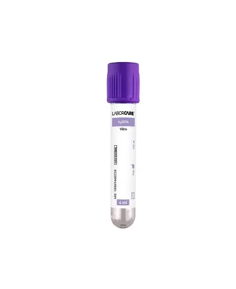 Tubo de Coleta de Sangue EDTA K3 4ml Roxo Com 100 Unidades - Laborcare