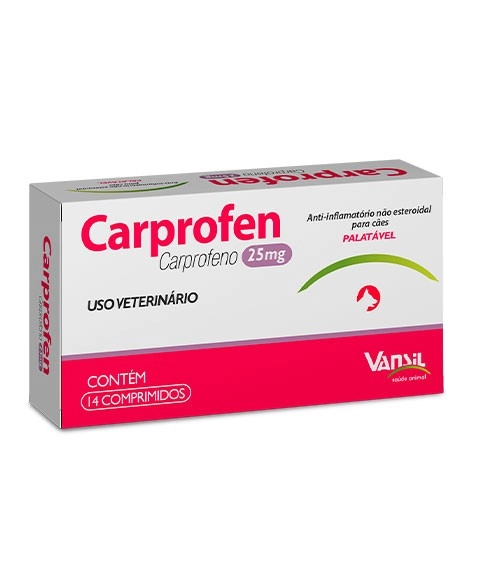 Carprofen Anti-inflamatório Palatável Para Cães 25mg Vansil