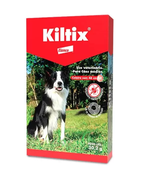 Coleira Kiltix Contra Carrapatos E Pulgas Para Cães Tamanho M 48cm Elanco