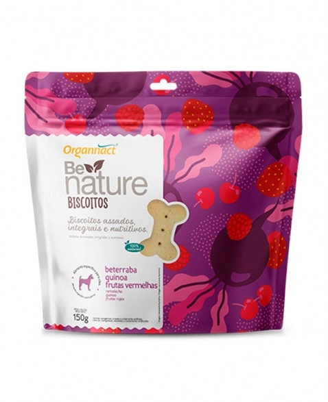 Biscoitos Be Nature Cães Sabor Beterraba, Quinoa e Frutas Vermelhas 150g Organnact