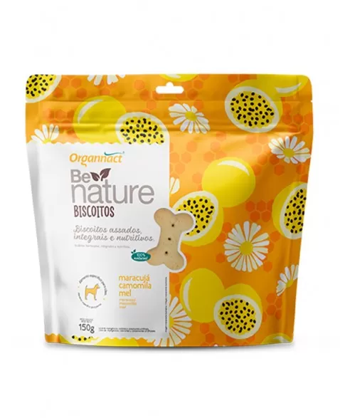 Biscoitos Be Nature Cães Sabor Maracujá, Camomila e Mel 150g Organnact