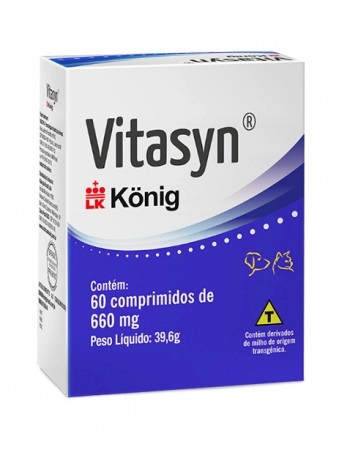 Vitasyn Suplemento Alimentar 660mg para Cães e Gatos 60 Comprimidos Konig