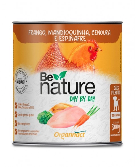 Alimento Natural Be Nature Day By Day para Cães Filhotes Sabor Frango 300g Organnact